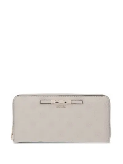Guess Usa Carmella Logo-debossed Zip-around Wallet In Black