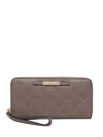 Guess Usa Carmella Logo-embossed Zip-around Wallet In Gray