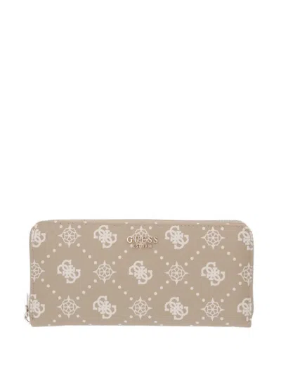 Guess Usa Carrie 4g-monogram Wallet In Neutral