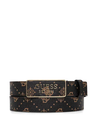 Guess Usa Carrie Monogram Logo-plaque Belt In Neutral
