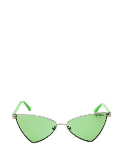 Guess Usa Cat-eye Metal-frame Sunglasses In Green