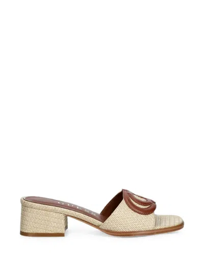 Guess Usa Cerinna Logo-plaque Woven Sandals In Neutral