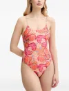 Guess Usa Chain-embellished Print Swimsuit In Multi