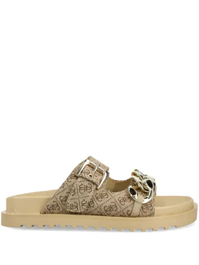 Guess Usa Chain Link-detail Sandals In Neutrals