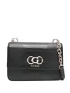 Guess Usa Chain-strap Embossed-leather Satchel In Black