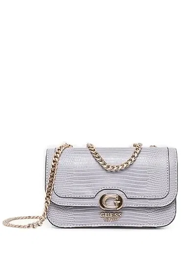 Guess Usa Chain-strap Embossed-leather Satchel In Gray