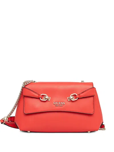 Guess Usa Chain-strap Flap Shoulder Bag In Red