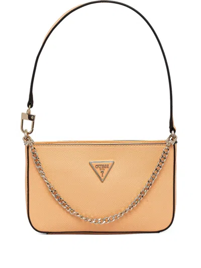 Guess Usa Chain Zipped Shoulder Bag In Orange