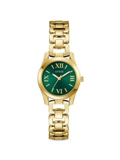 Guess Usa Chain-link Quartz 28mm Watch In Gold