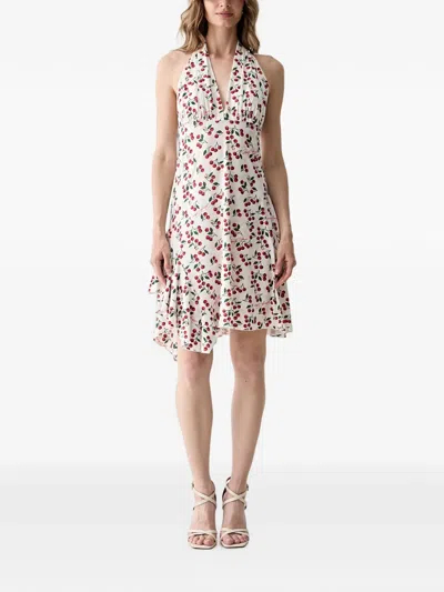 Guess Usa Cherry-print Handkerchief-hem Mini Dress In White