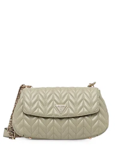 Guess Usa Cheryl Chevron-quilted Leather Shoulder Bag In Green