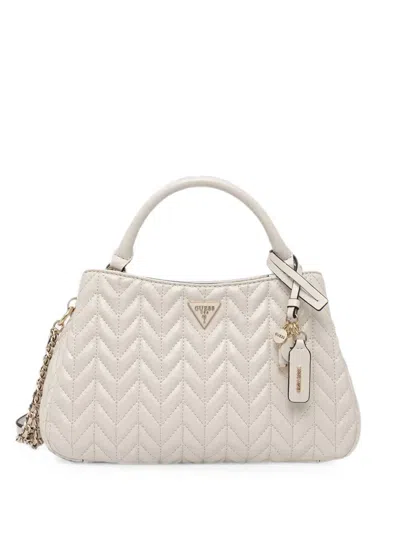 Guess Usa Cheryl Quilted Logo-plaque Tote Bag In White