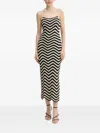 Guess Usa Chevron-pattern Lace-up Back Midi Dress In Multi