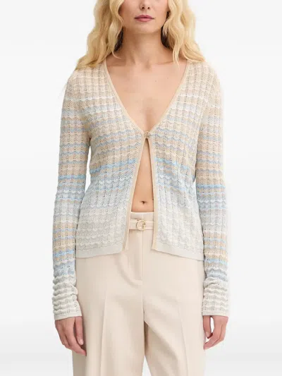 Guess Usa Chevron-knit Cardigan In Neutral