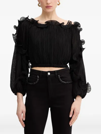 Guess Usa Chiffon Blouse In Black
