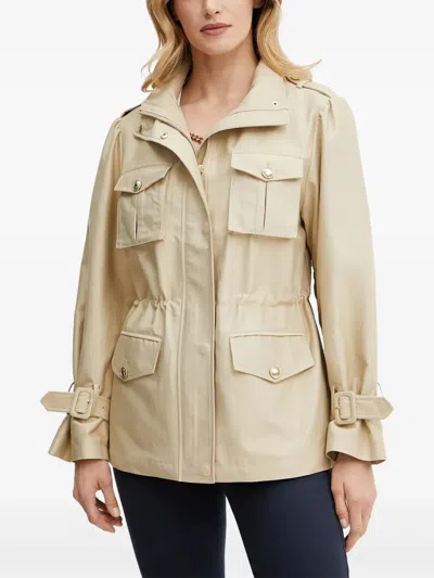 Guess Usa Cinched-waist Military Jacket In Burgundy