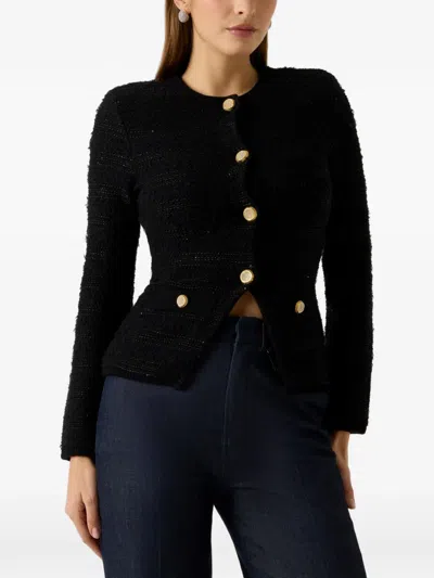 Guess Usa Clara Bouclé-knit Cardigan In Black