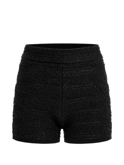 Guess Usa Clara Bouclé-knit Shorts In Black