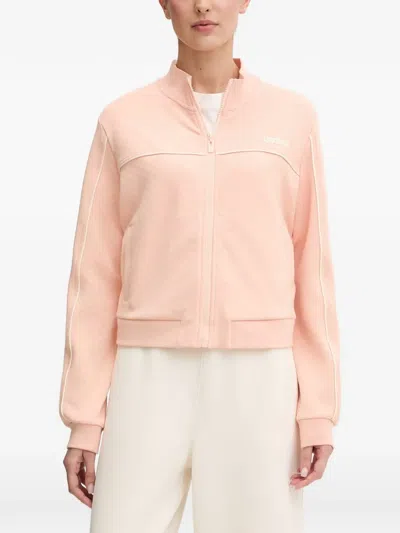 Guess Usa Clara Logo-patch Zip-up Sweatshirt In Pink