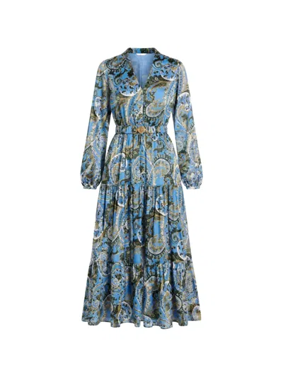 Guess Usa Clarisse Belted Long Dress In Blue
