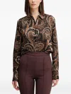 Guess Usa Clarisse Paisley-pattern Buttoned Shirt In Brown