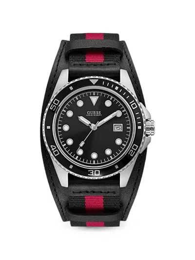 Guess Usa Classic Bund-strap 44mm Watch In Black