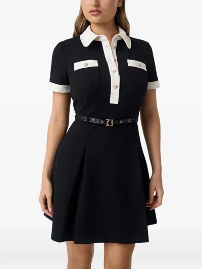 Guess Usa Claudie Belted Polo Mini Dress In Black
