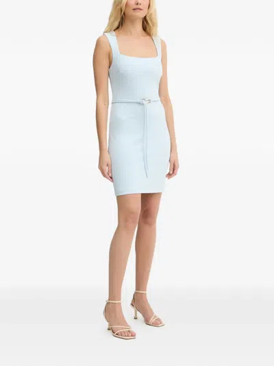 Guess Usa Clea Square-neck Belted Mini Dress In Blue