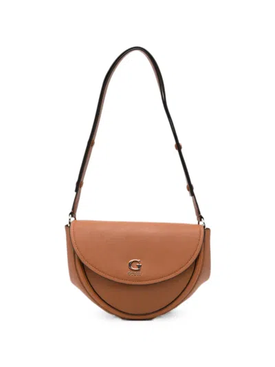 Guess Usa Coleen Logo-plaque Leather Crossbody Bag In Brown