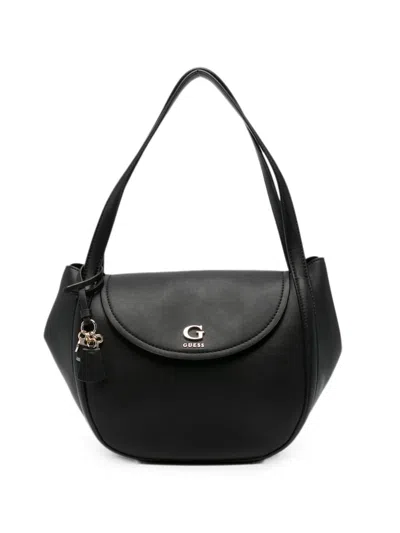 Guess Usa Coleen Logo-plaque Leather Shoulder Bag In Black
