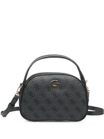 Guess Usa Coleen Monogram-print Logo-plaque Tote Bag In Black