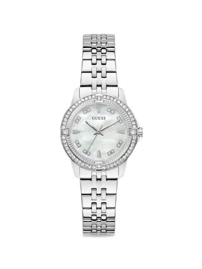 Guess Usa Colette Silver Tone Analog Watch In White