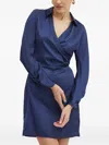 Guess Usa Collared-neckline Mini Wrap Dress In Blue