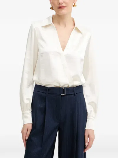 Guess Usa Collared Wrap Blouse In White