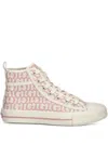 Guess Usa Colyn Monogram-canvas High-top Sneakers In Pink