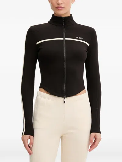Guess Usa Contrast-stripe Track Jacket In Black