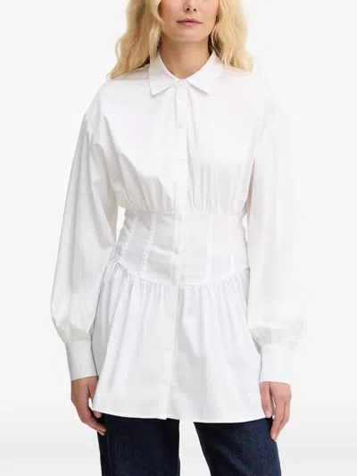 Guess Usa Corset-style Long-sleeve Shirt In White