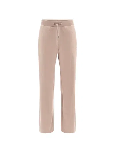 Guess Usa Couture Straight-leg Velvet Track Pants In Neutral