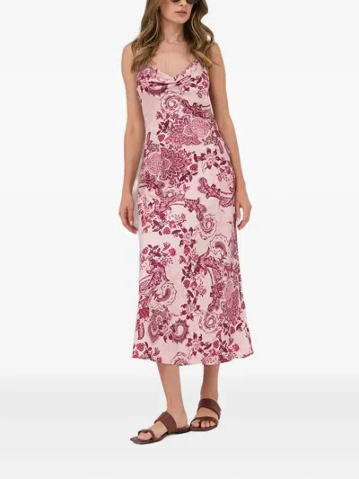 Guess Usa Cowl-neck Floral Dress In Pink