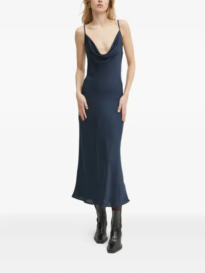 Guess Usa Cowl-neck Midi Dress In Blue