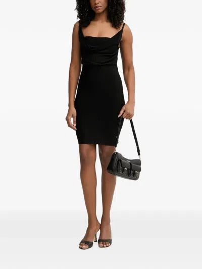 Guess Usa Cowl-neck Bandage Mini Dress In Black