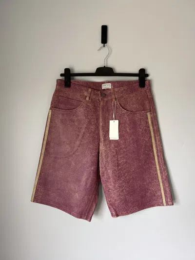 Pre-owned Guess Usa Cracked Leather Shorts