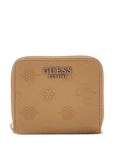 Guess Usa Cresidia Debossed Zip-around Wallet In Nude