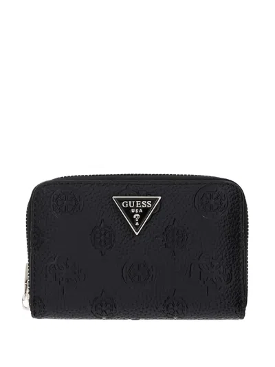Guess Usa Cresidia Logo-detail Wallet In Black