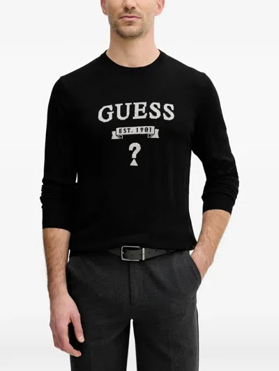 Guess Usa Crew Neck Long-sleeve Sweater In Black