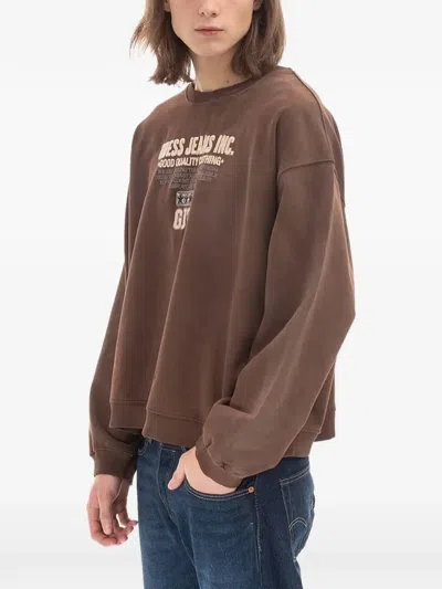 Guess Usa Crew-neck Sweatshirt In Brown