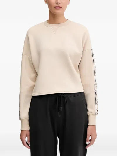 Guess Usa Crewneck Dropped-shoulders Sweatshirt In Neutral