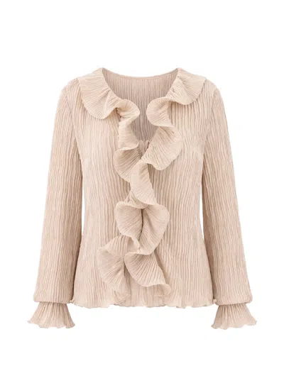 Guess Usa Crinkled Ruffled Blouse In Neutral