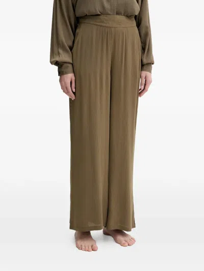 Guess Usa Crinkled-effect Palazzo Pants In Green