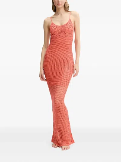 Guess Usa Crochet-detail Maxi Dress In Red